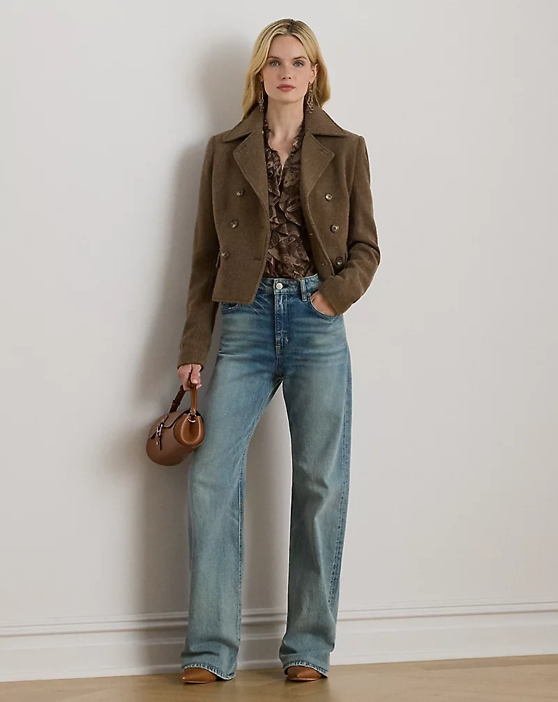Double-Breasted Herringbone Coat