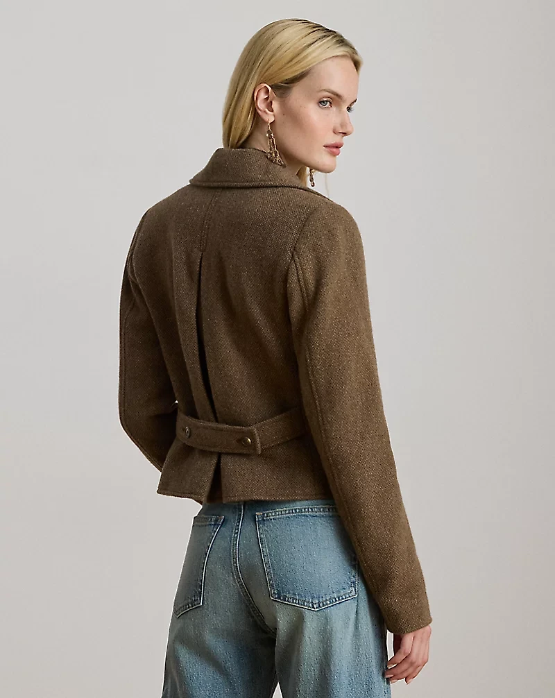 Double-Breasted Herringbone Coat