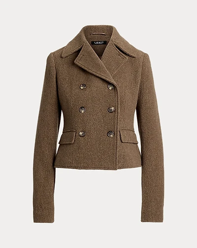 Double-Breasted Herringbone Coat