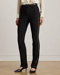 Satin-Trim Double-Faced Crepe Pant