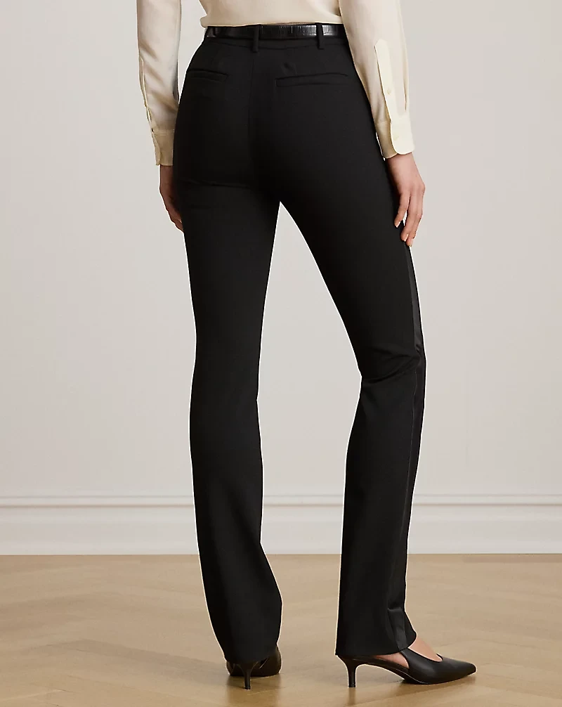 Satin-Trim Double-Faced Crepe Pant