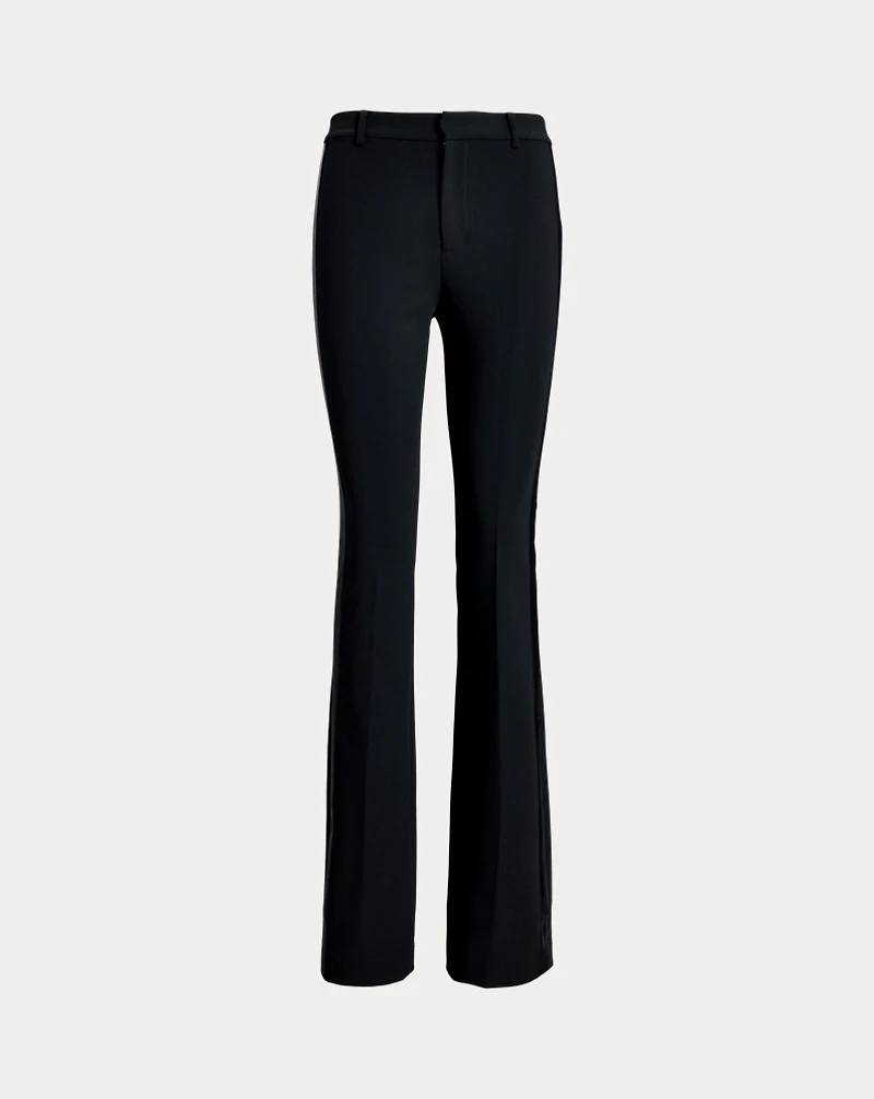 Satin-Trim Double-Faced Crepe Pant