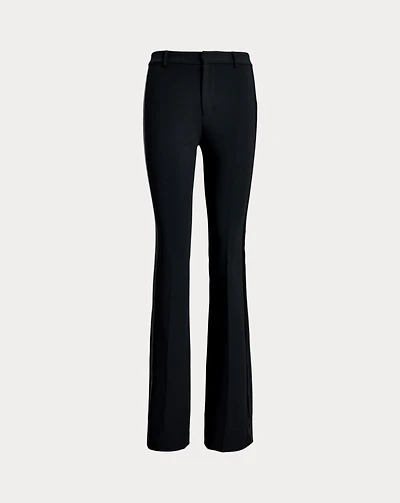 Satin-Trim Double-Faced Crepe Pant