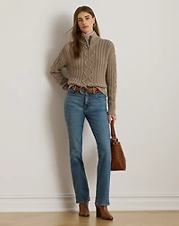 Aran-Knit Cotton Quarter-Zip Pullover