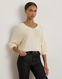 Rib-Knit Dolman-Sleeve Sweater