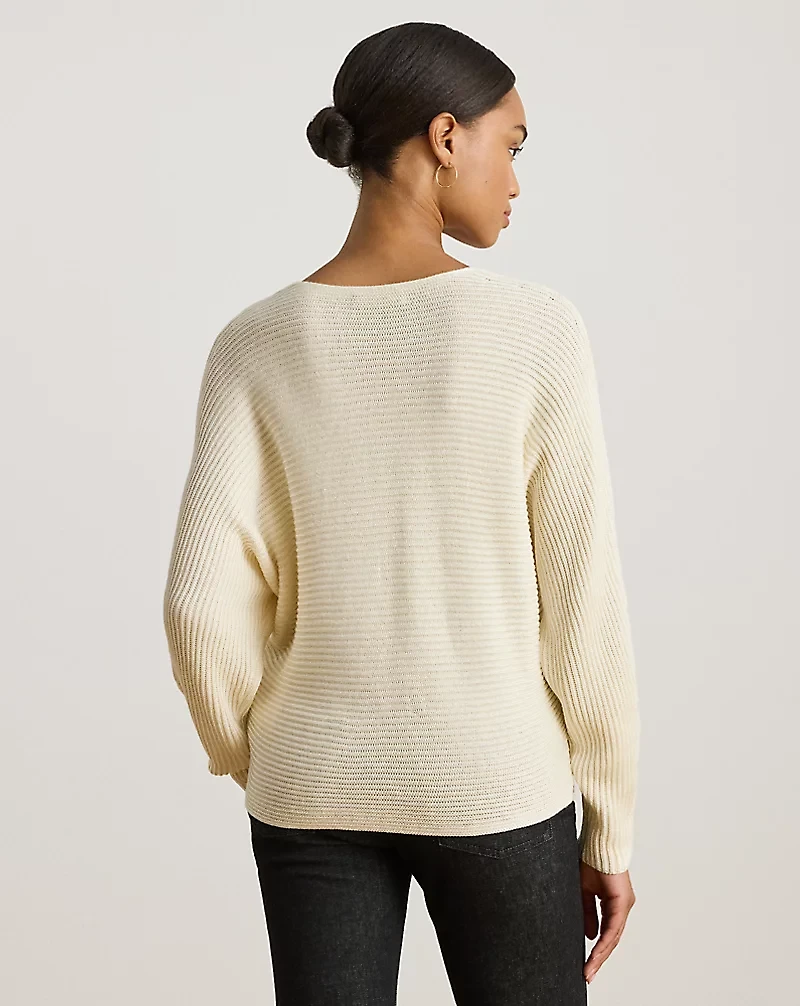 Rib-Knit Dolman-Sleeve Sweater
