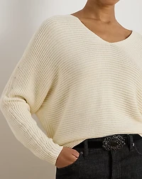Rib-Knit Dolman-Sleeve Sweater