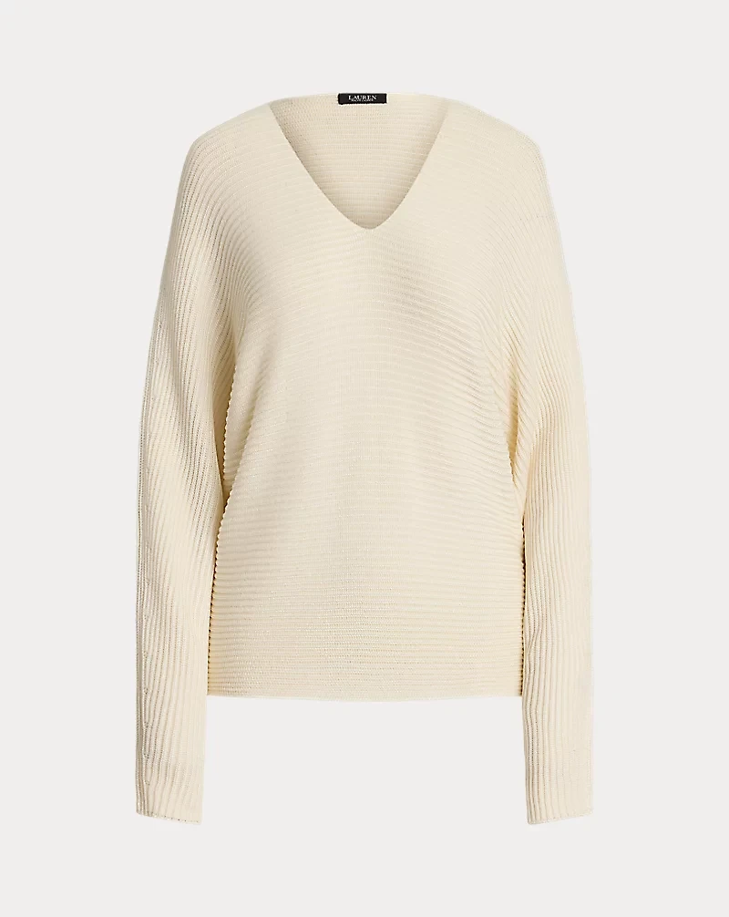 Rib-Knit Dolman-Sleeve Sweater