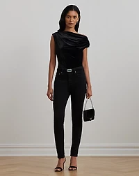 Stretch Velvet Off-the-Shoulder Blouse
