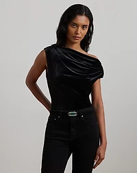 Stretch Velvet Off-the-Shoulder Blouse