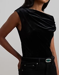 Stretch Velvet Off-the-Shoulder Blouse
