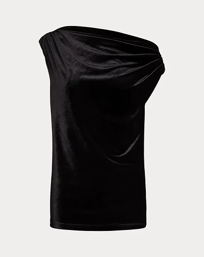 Stretch Velvet Off-the-Shoulder Blouse