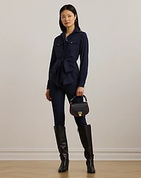 Tie-Front Cotton-Blend Shirt