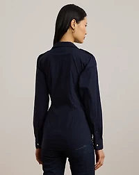 Tie-Front Cotton-Blend Shirt