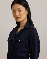 Tie-Front Cotton-Blend Shirt