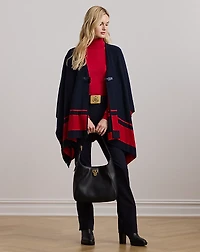 Intarsia-Knit Two-Tone Poncho