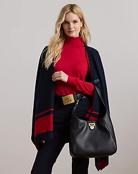 Intarsia-Knit Two-Tone Poncho