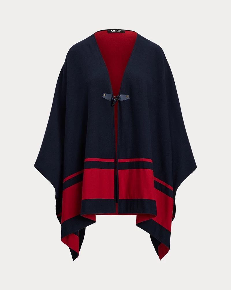 Intarsia-Knit Two-Tone Poncho