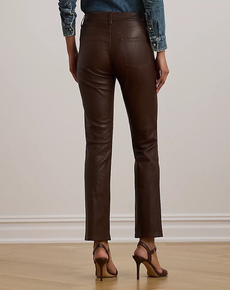 High-Rise Lambskin Straight Ankle Pant