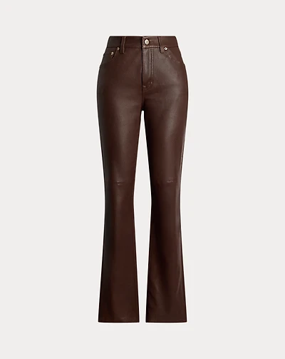 High-Rise Lambskin Straight Ankle Pant