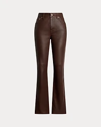 High-Rise Lambskin Straight Ankle Pant