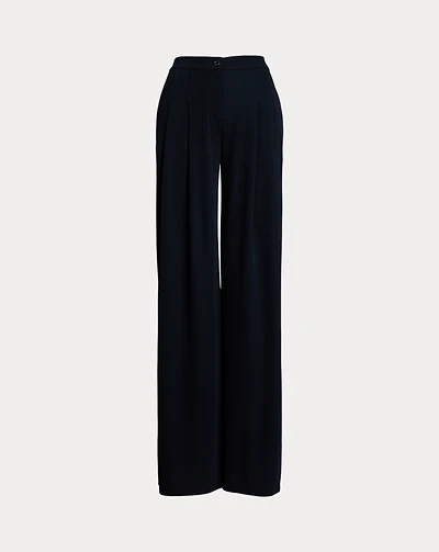 Pleated Stretch Jersey Wide-Leg Pant