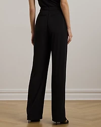 Pleated Stretch Jersey Wide-Leg Pant