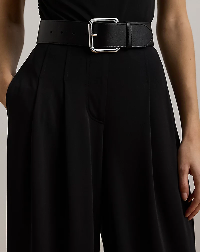 Pleated Stretch Jersey Wide-Leg Pant