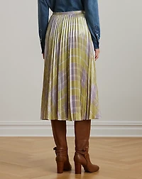 Checked Plaid Pleated Georgette Skirt