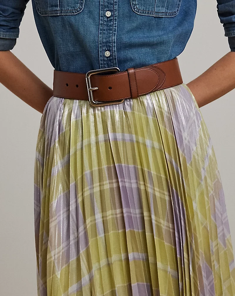 Checked Plaid Pleated Georgette Skirt