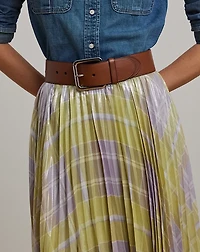 Checked Plaid Pleated Georgette Skirt