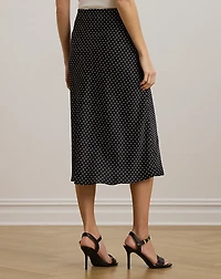 Polka-Dot Satin Charmeuse Midi Skirt