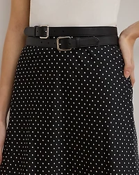 Polka-Dot Satin Charmeuse Midi Skirt