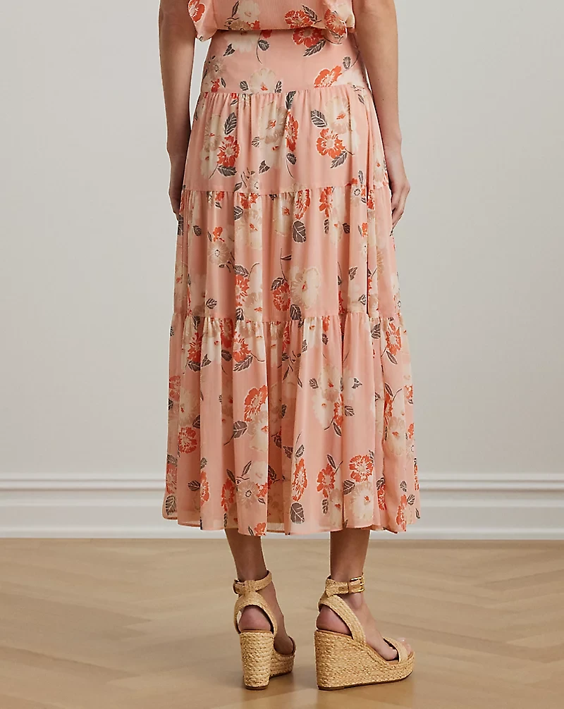 Floral Crinkle Georgette Tiered Skirt