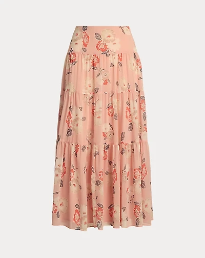 Floral Crinkle Georgette Tiered Skirt