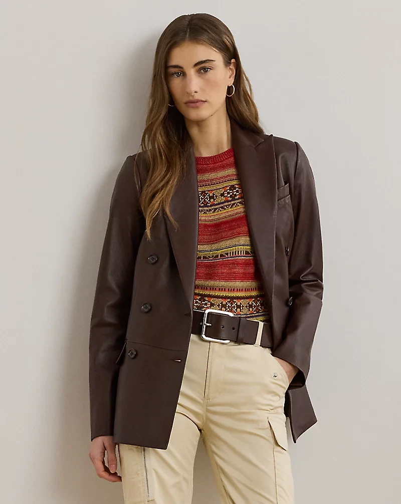 Double-Breasted Lambskin Blazer