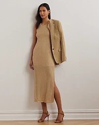 Pointelle-Knit Sleeveless Sweater Dress