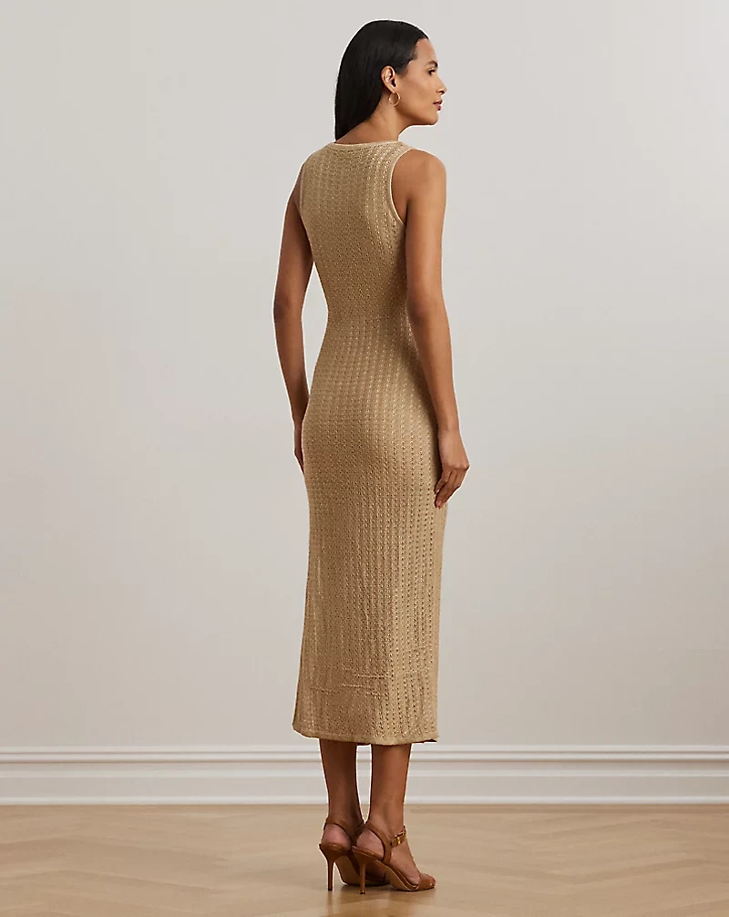 Pointelle-Knit Sleeveless Sweater Dress