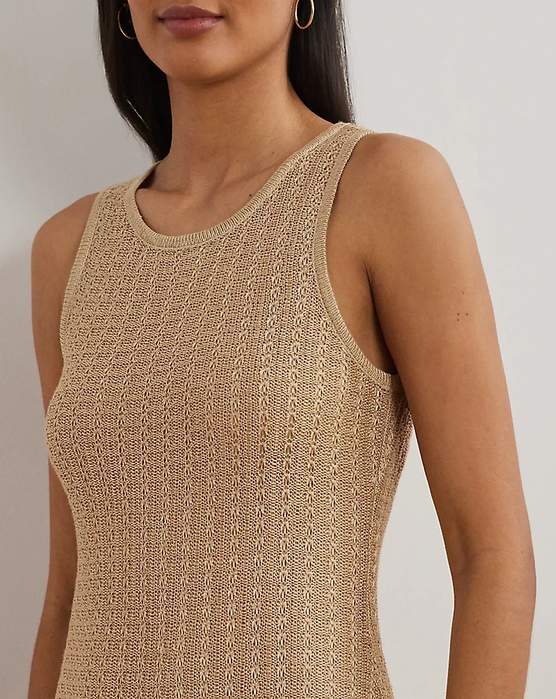 Pointelle-Knit Sleeveless Sweater Dress
