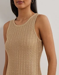 Pointelle-Knit Sleeveless Sweater Dress