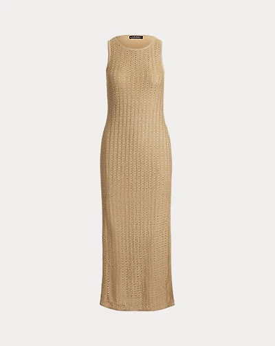 Pointelle-Knit Sleeveless Sweater Dress