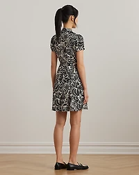 Floral Crepe Short-Sleeve Dress