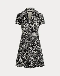 Floral Crepe Short-Sleeve Dress