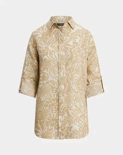 Relaxed Fit Floral Linen Shirt