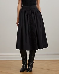Button-Front Cotton-Blend Skirt