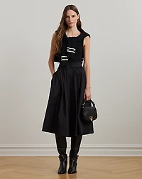 Button-Front Cotton-Blend Skirt