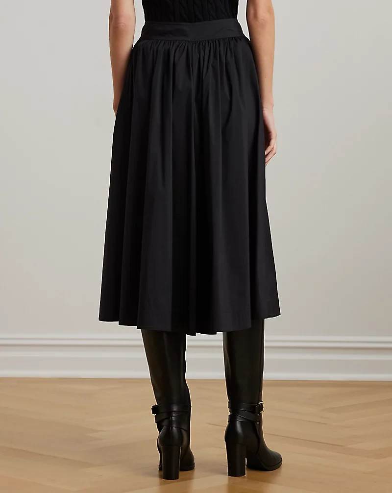 Button-Front Cotton-Blend Skirt