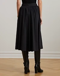 Button-Front Cotton-Blend Skirt