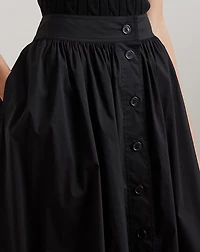 Button-Front Cotton-Blend Skirt