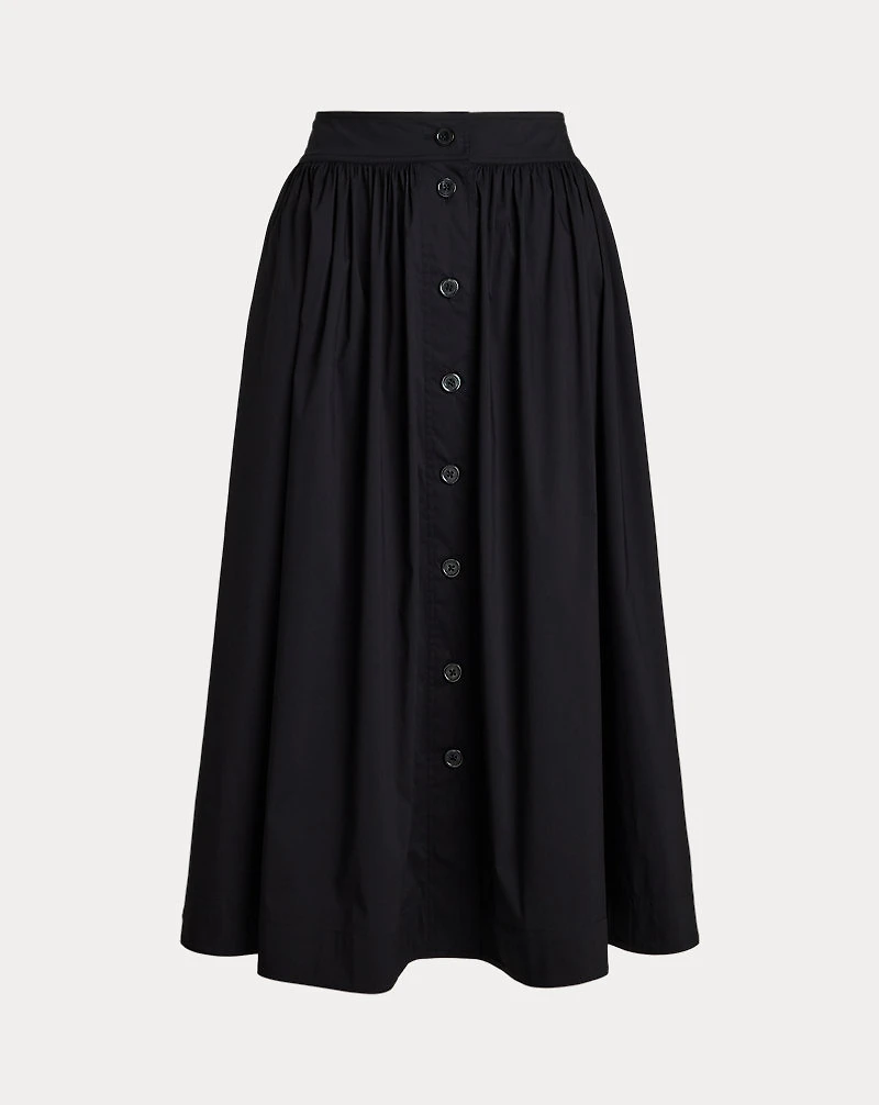 Button-Front Cotton-Blend Skirt